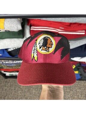 VTG Logo Athletic Washington Redskins Sharktooth Hat Snapback NFL Black Wool Cap